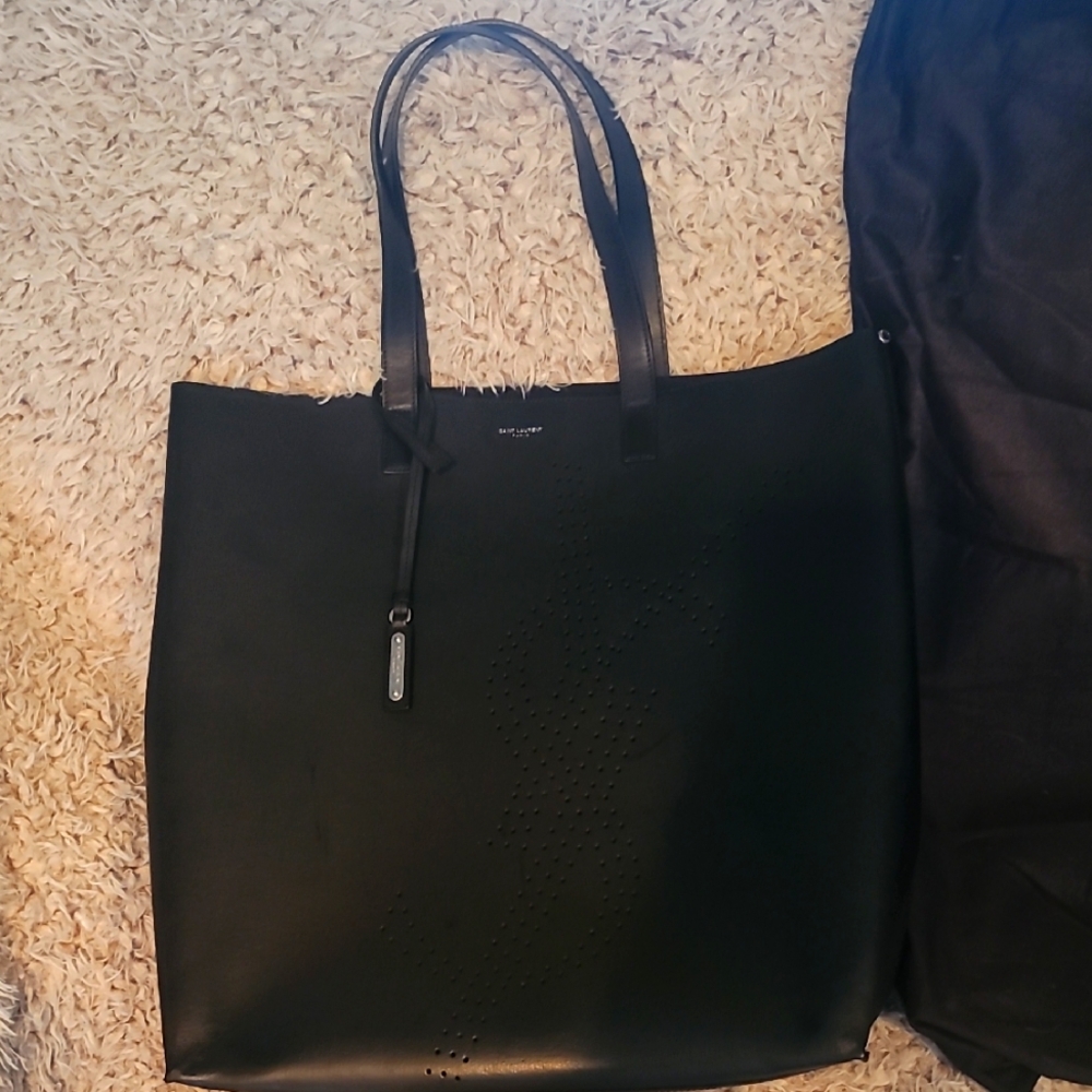 Authentic SAINT LAURENT Black Tote Bag - Picture 6 of 12